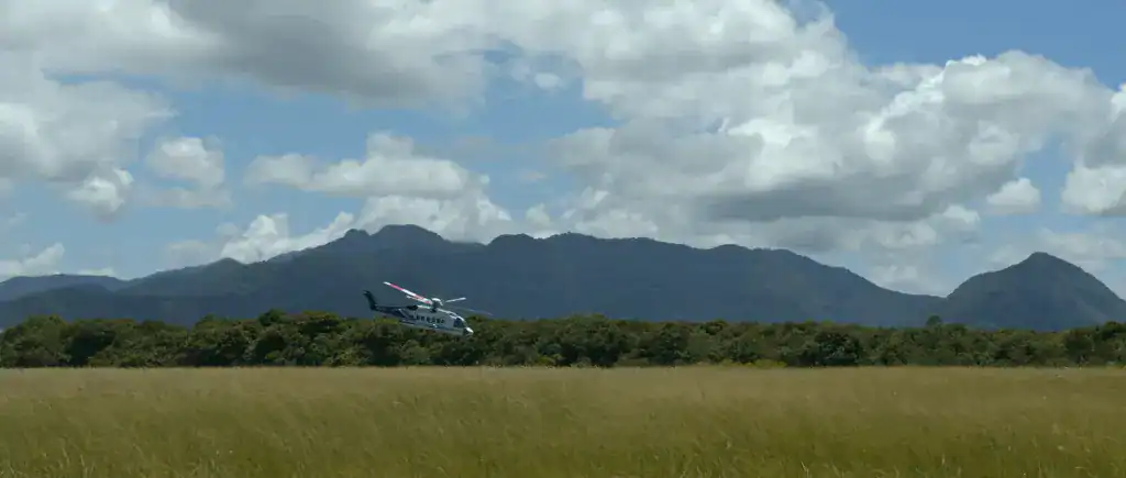 Helicopter over field