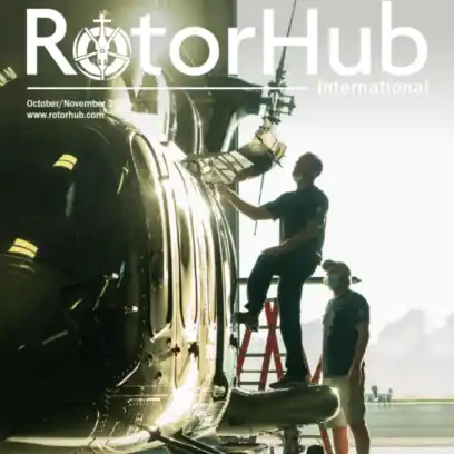 helicopter with two men on the side