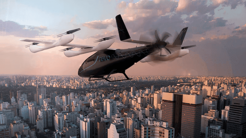Helicopter over city